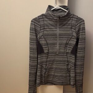 Lululemon Striped Gray Half-Zip Women's Pullover Sweater
